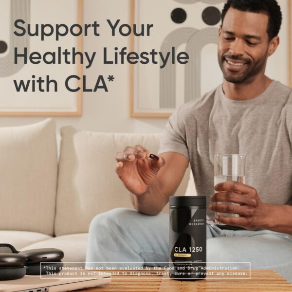 Sports Research CLA - 1250mg with Active Conjugated Linoleic Acid for Men and Women | Non-GMO, Soy & Gluten Free - 95% (180 Softgels)…
