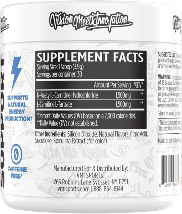 VMI Sports L-Carnitine 3000 Powder | 3000 mg L-Carnitine | Metabolic Support Maximum Absorption Formula | Great Taste for Men & Women | 30 Servings (30 Servings, Patriot Pop)