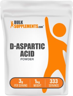 BulkSupplements.com D-Aspartic Acid Powder - D-Aspartic Acid Supplement for Men, Unflavored Amino Acid - Pure & Gluten Free, 3g per Serving, 1kg (2.2 lbs) (Pack of 1)