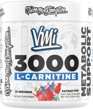 VMI Sports L-Carnitine 3000 Powder | 3000 mg L-Carnitine | Metabolic Support Maximum Absorption Formula | Great Taste for Men & Women | 30 Servings (30 Servings, Patriot Pop)