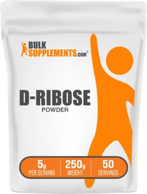 BulkSupplements.com D-Ribose Powder - D-Ribose Supplement, for Energy Support - Unflavored & Gluten Free, 5g per Serving, 250g (8.8 oz) (Pack of 1)