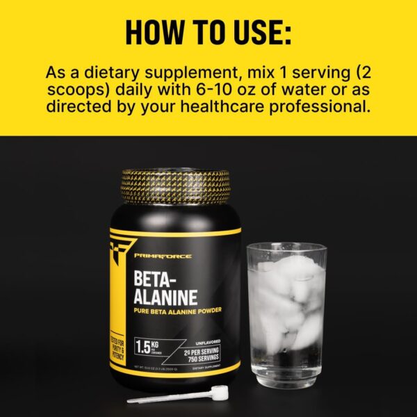 Primaforce Beta Alanine Powder, Unflavored, 1.5 kg - Gluten Free, Non-GMO Supplement for Men and Women