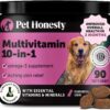 Multivitamin Dog Supplement, Glucosamine chondroitin for Dogs, Probiotics, Omega Fish Oil, Dog Supplements & Vitamins, Vitamins for Skin and Coat Allergies, (Peanut Butter 90 ct)