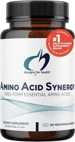Designs for Health Amino Acid Synergy - Vegetarian Essential Amino Acids Supplement with BCAAs, Alpha-Ketoglutarate, Methionine + B6 (P-5-P) - Support for Athletes + Muscles (120 Capsules)