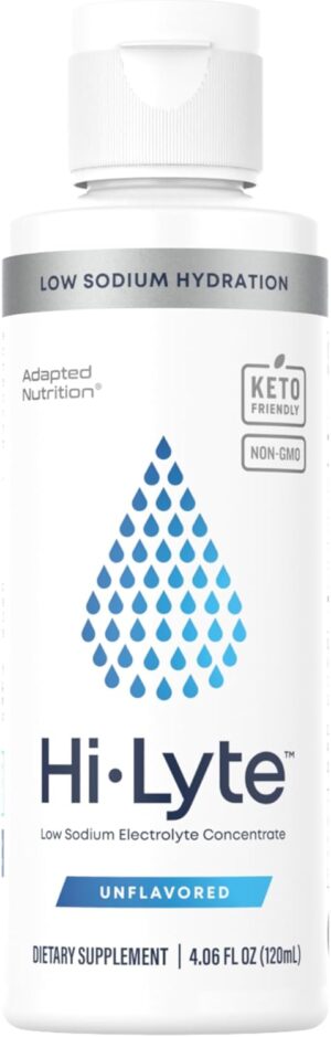 Hi-Lyte Low Sodium Electrolyte Supplement for Immune Support, Fasting and Rapid Hydration | 48 Servings | Magnesium, Potassium, Zinc | Unflavored Mineral Taste Drops