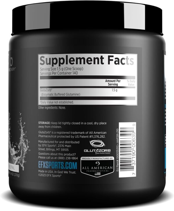 EFX Sports Training Ground Glutazorb Powder | Highly Concentrated, pH Correct Glutamine Supplement | Digestion & Immune Support | 140 Servings (Unflavored)