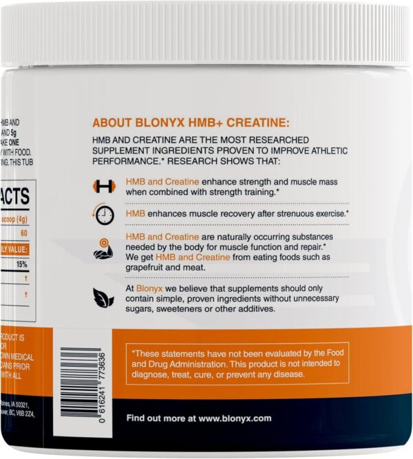 HMB + Creatine Supplement - 3g Daily HMB for Enhanced Strength, Power & Recovery, Ideal for High-Intensity Athletes, 30-Day Supply