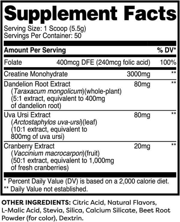 Pump-It-Up Creatine (50 Servings, Strawberry Lemonade) - Creatine Monohydrate with Dandelion, Uva Ursi, & Cranberry Extract