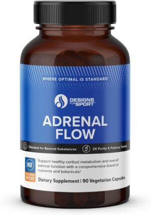 Designs for Sport Adrenal Flow - Supports Stress Response & Energy Production* - Vitamins, Minerals & Botanical Blend - Vegetarian - NSF Certified for Sport - 90 Capsules