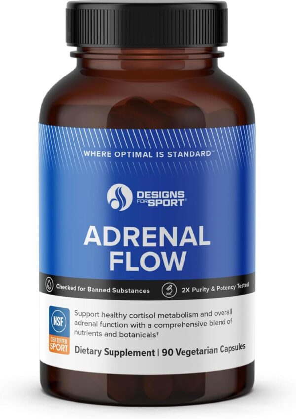 Designs for Sport Adrenal Flow - Supports Stress Response & Energy Production* - Vitamins, Minerals & Botanical Blend - Vegetarian - NSF Certified for Sport - 90 Capsules