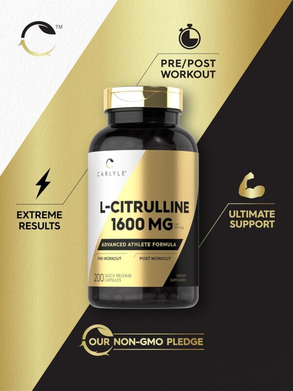 Carlyle L Citrulline Supplement | 1600mg | 200 Powder Capsules | for Men and Women | Advanced Athlete Formula | Non-GMO & Gluten Free