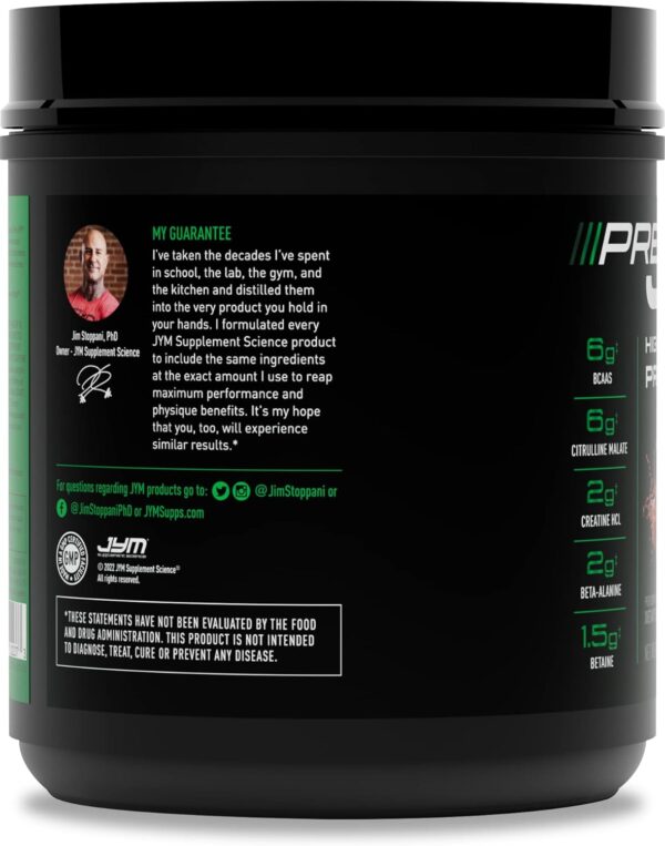 JYM Supplement Science Pre JYM Black Cherry Pre Workout Powder for Men & Women, BCAAs, Nootropics, Creatine HCI, Citrulline, Beta-Alanine, Betaine, Taurine, Huperzine, 30 Servings