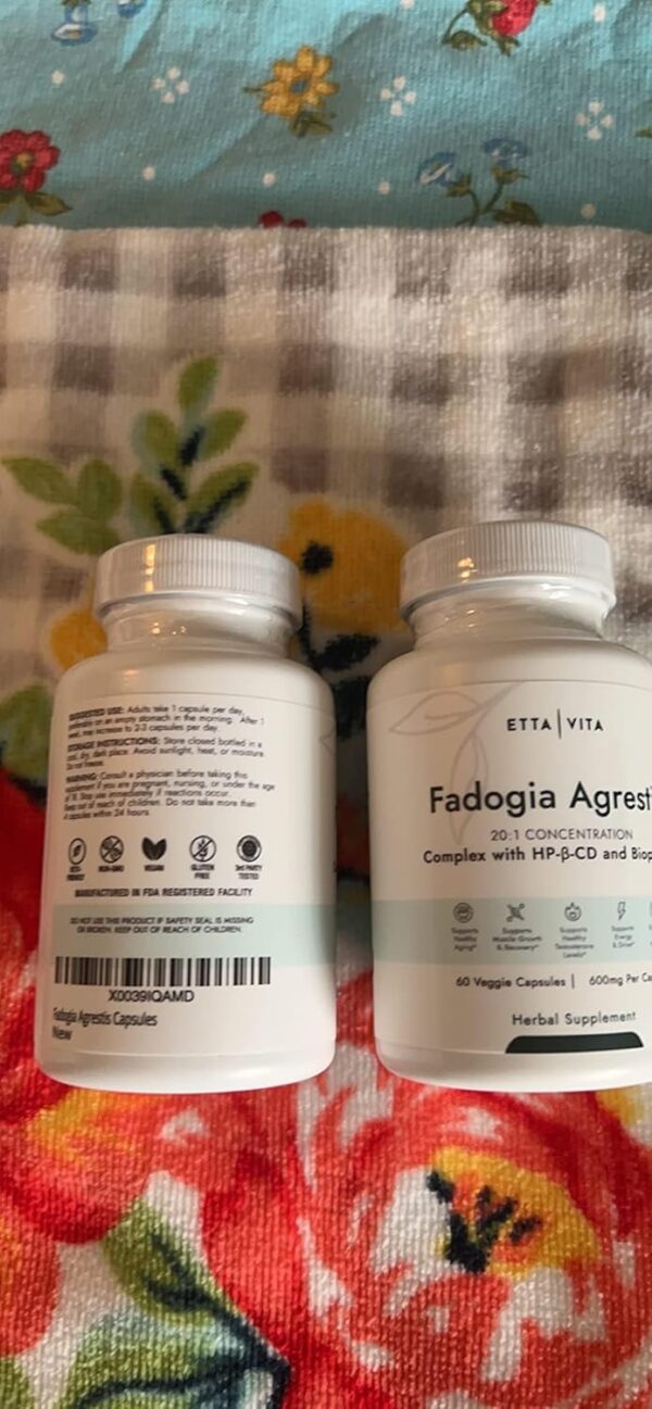 Organic Fadogia Agrestis 600mg for Natural Test Support (2X More Pure - 3X More Absorbent) Athlete Approved - Supports Muscle Growth & Recovery, Healthy Energy Levels, Drive, Stamina & Mood - 60ct