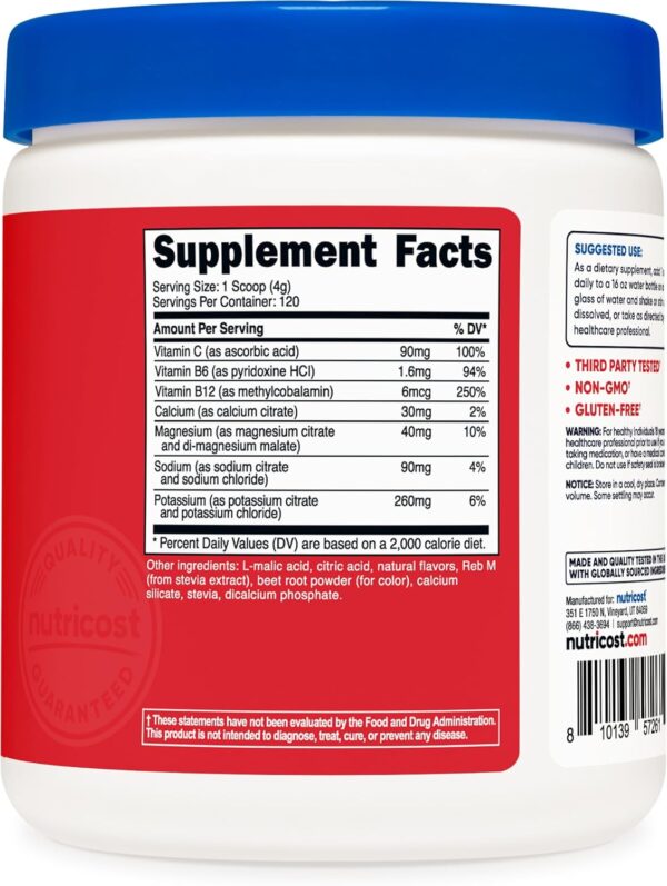 Nutricost Electrolyte Complex Powder (120 Servings, Fruit Punch) - Hydration Supplement Drink Mix with Vitamins and Minerals
