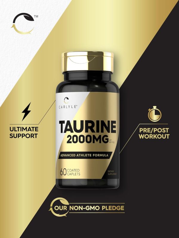 Carlyle Taurine Supplement | 2000mg | 60 Caplets | Vegetarian, Non-GMO, and Gluten Free | Advanced Athlete Formula