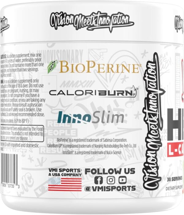 Heat L-Carnitine Powder Enhanced Thermogenic | 1500 mg L-Carnitine | Maximum Absorption Formula | Great Taste for Men & Women | 30 Servings (30 Serving, Gummy Bear)