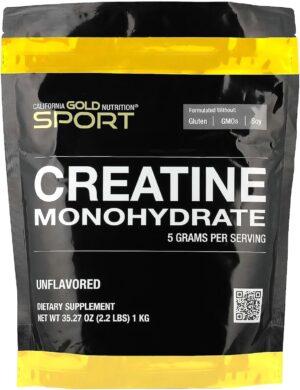 California Gold Nutrition Sport, Creatine Monohydrate, Unflavored, 2.2 lbs (1 kg)