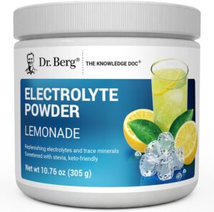 Dr. Berg Zero Sugar Hydration Keto Electrolyte Powder - Enhanced w/ 1000 mg of Potassium & Real Pink Himalayan Salt (NOT Table Salt) - Lemonade Flavor Hydration Drink Mix Supplement - 50 Servings