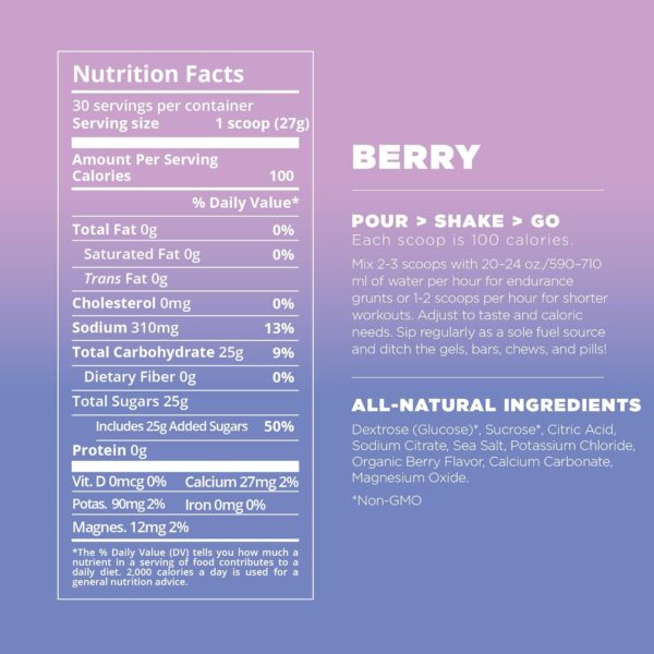 Tailwind Nutrition Endurance Fuel, Electrolyte & Hydration Sports Drink Mix Powder, Gluten-Free, Vegan, Berry, 30 Servings