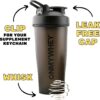 Protein Shaker Bottle With Supplement Keychain Container - BPA Free, Reusable Shaker Cup for Active Weight Lifters and Fitness Enthusiasts - Cute, Fun, and Convenient Design - OnMyWhey