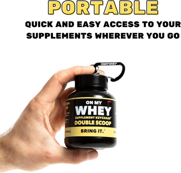 Protein Shaker Bottle With Supplement Keychain Container - BPA Free, Reusable Shaker Cup for Active Weight Lifters and Fitness Enthusiasts - Cute, Fun, and Convenient Design - OnMyWhey