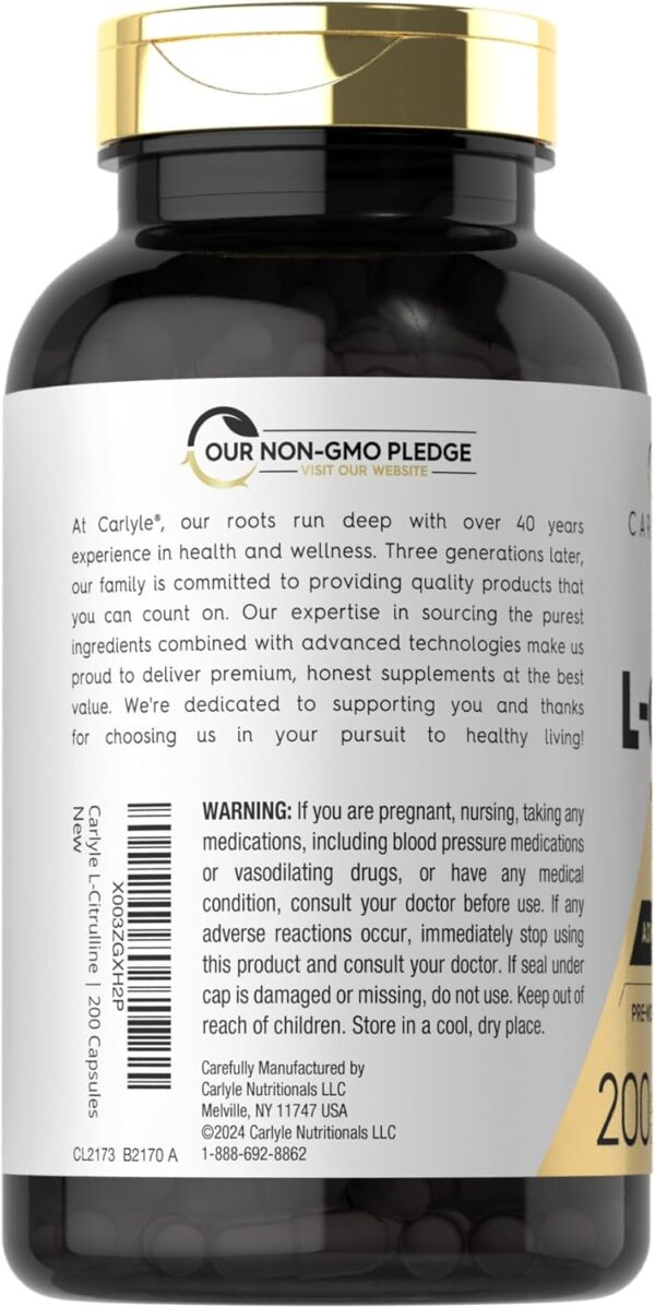 Carlyle L Citrulline Supplement | 1600mg | 200 Powder Capsules | for Men and Women | Advanced Athlete Formula | Non-GMO & Gluten Free