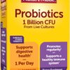 Nature Made Probiotic Capsules 1 Billion CFU from Live Cultures, Probiotics for Women and Men for Immune & Digestive Support, 30 Capsules, 30 Day Supply