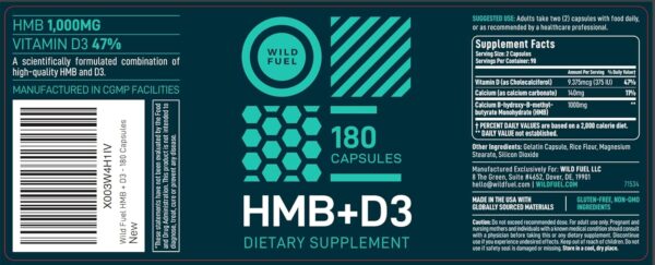 HMB and Vitamin D3 Supplement Capsules - B-Hydroxy B-Methylbutyrate 1,000-3,000 MG HMB Supplements with Vitamin D3 - Muscle Growth, Strength, Performance, Pre-Workout, Muscle Recovery - 360 Caps