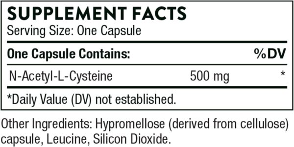 THORNE NAC - N-Acetylcysteine - 500mg - Supports Respiratory Health and Immune Function*; Promotes Liver and Kidney Detox - 90 Capsules