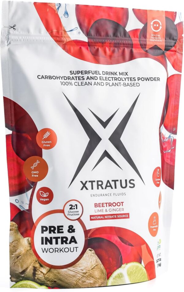Beetroot (Nitrate) Lime and Ginger - Superfuel Sports Drink Powder with carbohydrates and Minerals. Natural Source of Nitrate. Nitric Oxide. Pre and Intra Training. 35,27Oz.