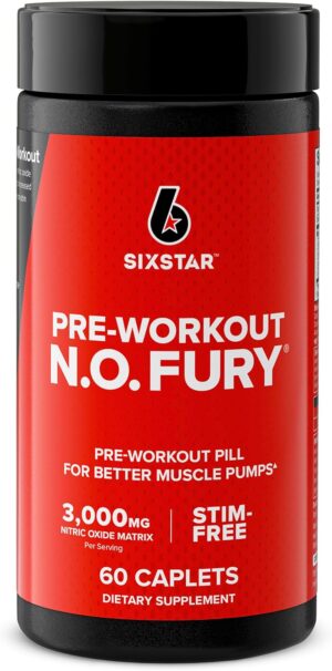 Six Star Nitric Oxide Supplements for Men & Women, Muscle Builder (60 Count) - Nitric Oxide Booster Pills Muscle Pump Pre Workout Supplement - Sports Nutrition for Muscle Building, Strength & Energy