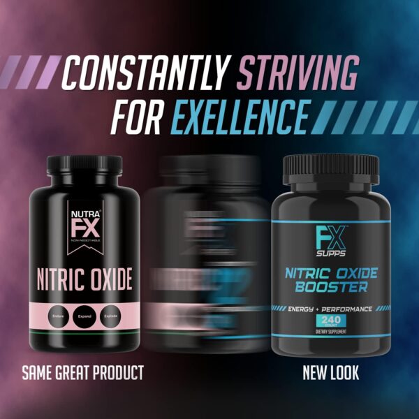 FX SUPPS Nitric Oxide Booster | Bodybuilding Pre Workout Pills for Men and Women (2 Pack of 240 Capsules) Boost Energy Pump & Vascularity | Muscle Builder Supplement with Arginine, Best for Athletes