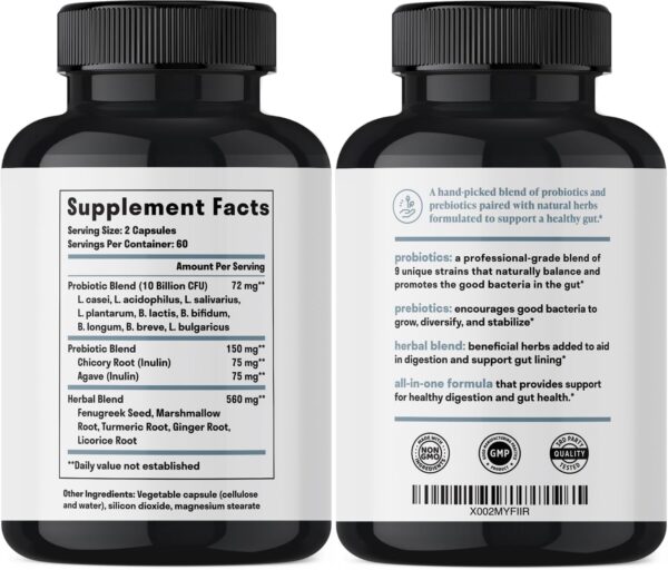 All-in-One Gut Health w/Probiotics, Prebiotics, Digestion-Supporting Herbs, and Adaptogens - Leaky Gut Repair Formula to Support Gut Lining, Aid in Digestion, and Promote Good Bacteria