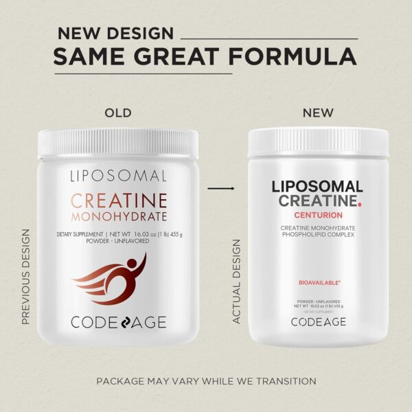 Codeage Liposomal Creatine Powder Supplement - 3-Month Supply - 5000mg Creatine Monohydrate Pre Workout & Post Workouts - Unflavored Creatine, Pure Creatine Powder, Creatinine for Sports - 90 Servings