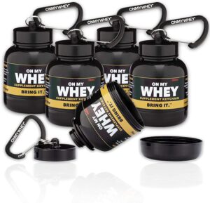 Protein Powder and Supplement Funnel Keychain, Portable to-Go Container for The Gym, Workouts, Fitness, and Travel - TSA Approved, Classic 5-Pack