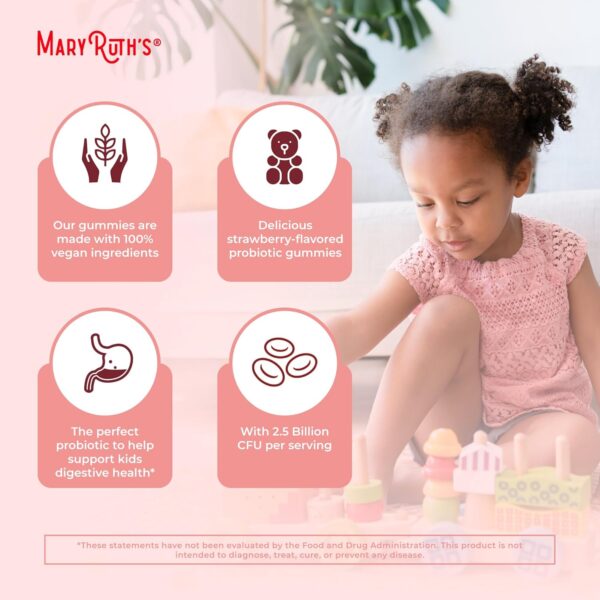 MaryRuth Organics Kids Probiotics for Digestive Health | USDA Organic Probiotic Gummies | Probiotics for Kids | Immune Support | Gut Health Supplement | Vegan | Non-GMO | Gluten Free | 60 Count