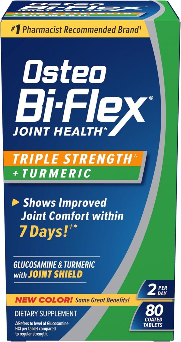 Osteo Bi-Flex Triple Strength Glucosamine with Turmeric, Joint Health Supplement, Coated Tablets, Original Version, 80 Count