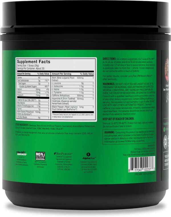 JYM Supplement Science Pre JYM Black Cherry Pre Workout Powder for Men & Women, BCAAs, Nootropics, Creatine HCI, Citrulline, Beta-Alanine, Betaine, Taurine, Huperzine, 30 Servings