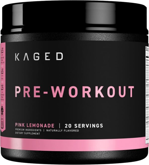 Kaged Original Pre Workout Powder Pink Lemonade Pre-Kaged Formulated with Creatine, Beta Alanine, Pure Caffeine 20 Servings