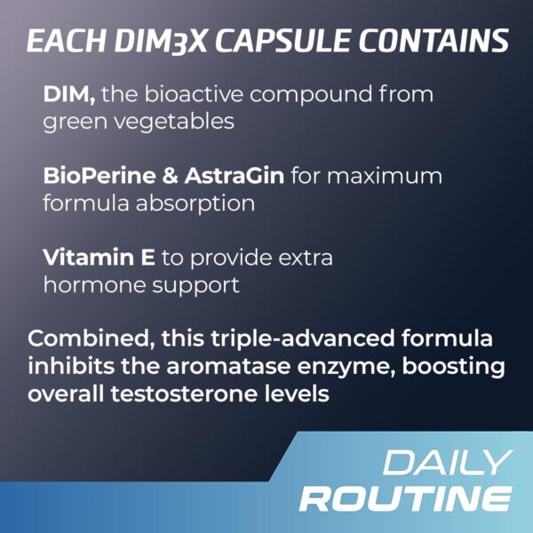 DIM 3X 200mg Supplement | Dim Estrogen Blocker for Men & Aromatase Inhibitor | Men’s Hormone Balance & Fitness Booster Supplement | 90 Capsules