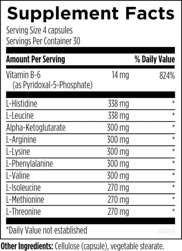 Designs for Health Amino Acid Synergy - Vegetarian Essential Amino Acids Supplement with BCAAs, Alpha-Ketoglutarate, Methionine + B6 (P-5-P) - Support for Athletes + Muscles (120 Capsules)
