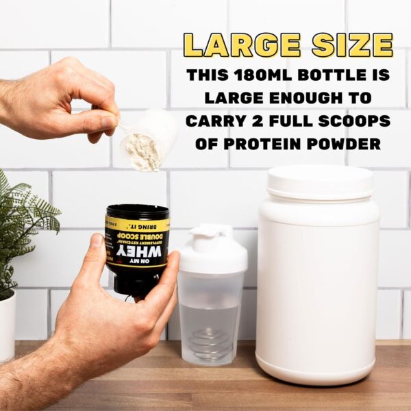 Protein Shaker Bottle With Supplement Keychain Container - BPA Free, Reusable Shaker Cup for Active Weight Lifters and Fitness Enthusiasts - Cute, Fun, and Convenient Design - OnMyWhey