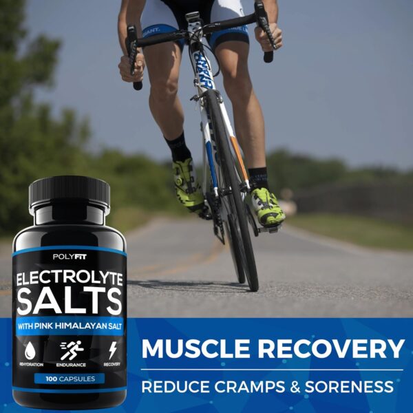 Polyfit Electrolyte Salts - 100 Salt Pills - NSF Certified - Electrolytes Replacement Salt Tablets for Runners - Supplement for Rapid Hydration, Recovery, and Endurance
