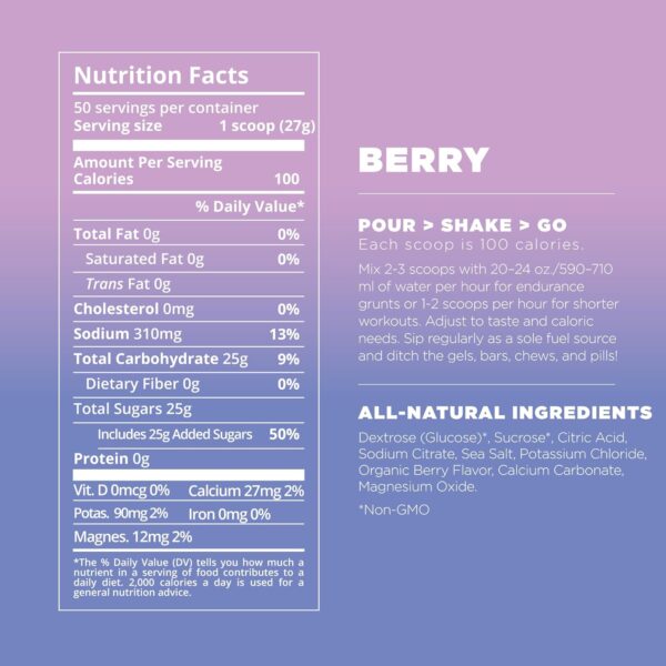 Tailwind Nutrition Endurance Fuel, Electrolyte & Hydration Sports Drink Mix Powder, Gluten-Free, Vegan, Berry, 50 Servings