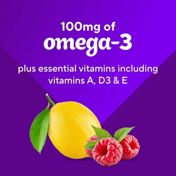 Vitafusion Omega-3 Gummy Vitamins, Berry Lemonade Flavored, Heart Health Vitamins(1) With Omega 3 EPA/DHA and Vitamins A, C, D and E, America’s Number 1 Vitamin Brand, 60 Day Supply, 120 Count