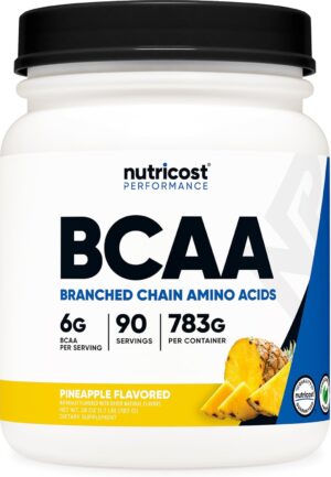 Nutricost BCAA Powder (Pineapple, 90 Servings) - Optimal 2:1:1 Ratio