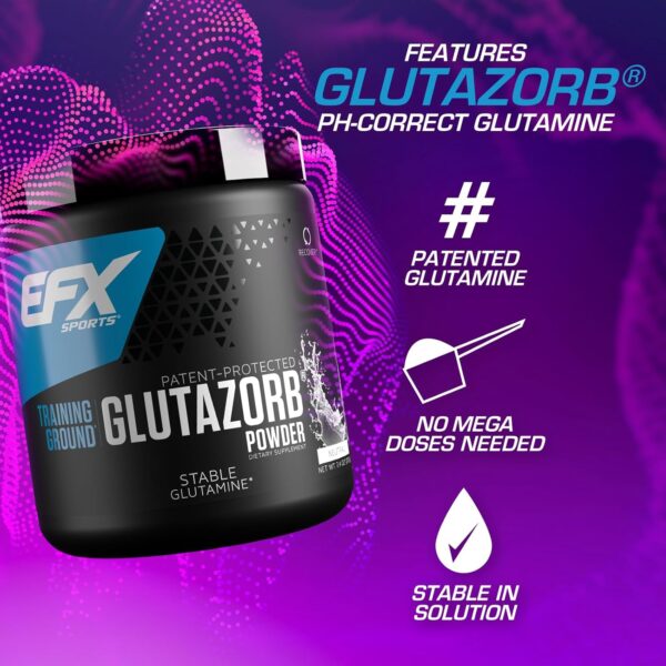 EFX Sports Training Ground Glutazorb Powder | Highly Concentrated, pH Correct Glutamine Supplement | Digestion & Immune Support | 140 Servings (Unflavored)