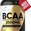 Carlyle BCAA Capsules | 2000mg | 400 Powder Pills | Amino Acids Supplement Blend | for Women and Men | with L-Isoleucine, L-Leucine, L-Valine | Non-GMO and Gluten Free