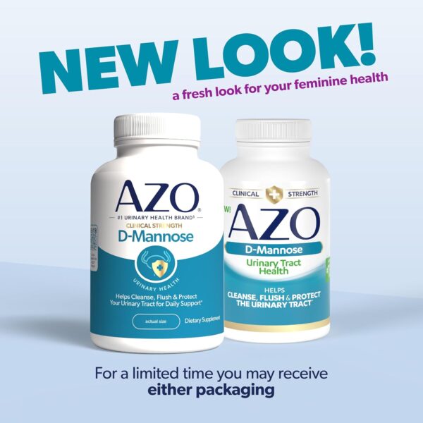 AZO D Mannose Urinary Tract Health, Cleanse, Flush & Protect The Urinary Tract, No.1 Pharmacist Recommended Brand, Clinical Strength, Non-GMO, 120 Count