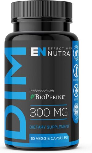 Dim Supplement 300mg Capsule - Extra Strength Diindolylmethane DIM + BioPerine - Estrogen Blocker for Men & Women - Estrogen Balance, Metabolism, Hormone, Menopause, Acne, PCOS